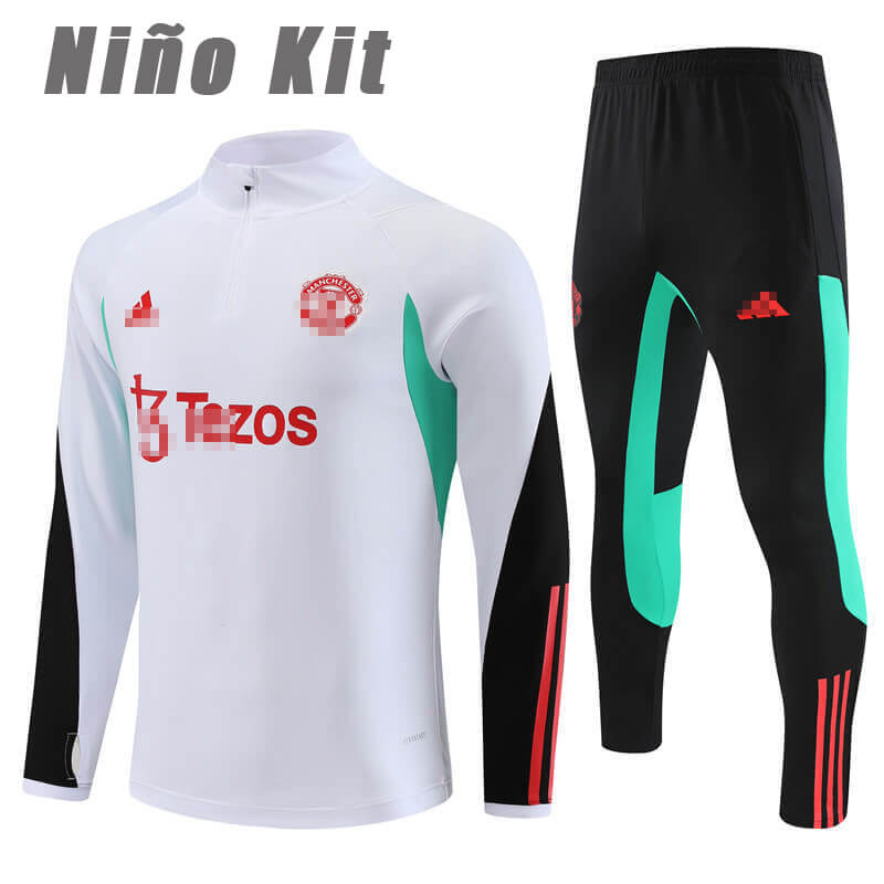 Sudadera Entrenamiento Manchester United 2023/2024 Niño Kit Blanco/Verde